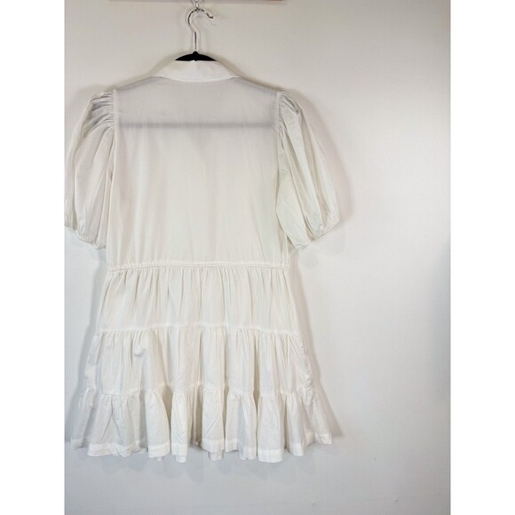 Abercrombie Fitch Dress White Puffed Poplin Mini Tiered Shirtdress Small Petite - Picture 7 of 10